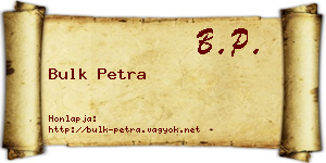 Bulk Petra névjegykártya